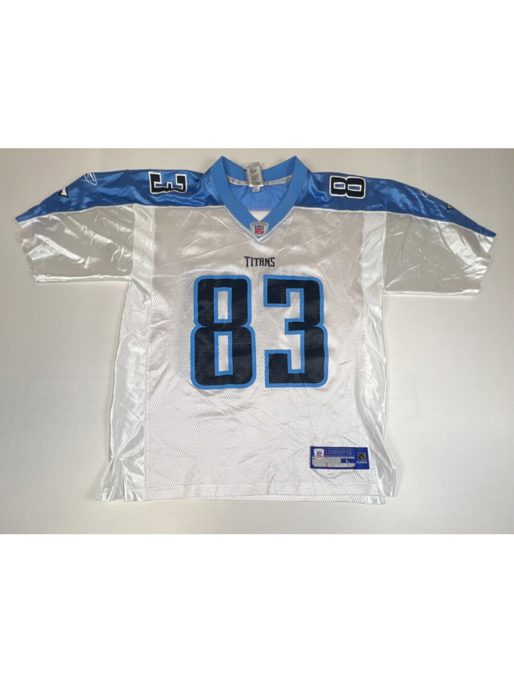 Reebok NFL Tennessee Titans 83 Bennett White Men's L Football Jersey Mesh